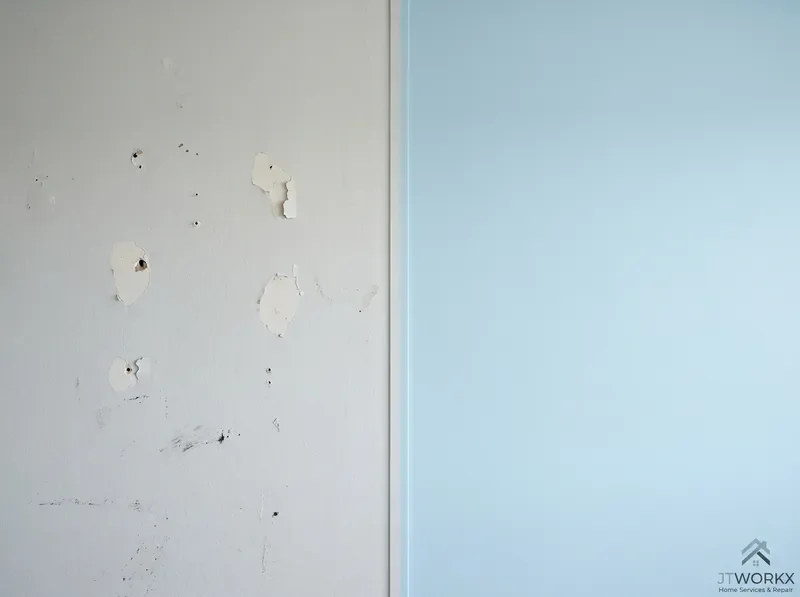 Rental-ready wall patch and touch-up before and after