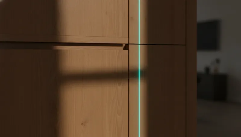 Finished carpentry detail with precise joinery and warm wood grain