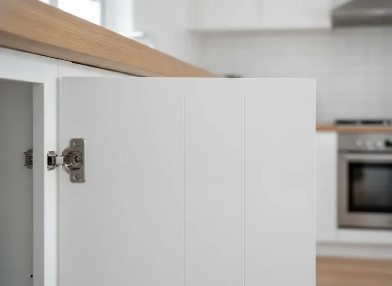 Aligned kitchen cabinet doors with uniform spacing