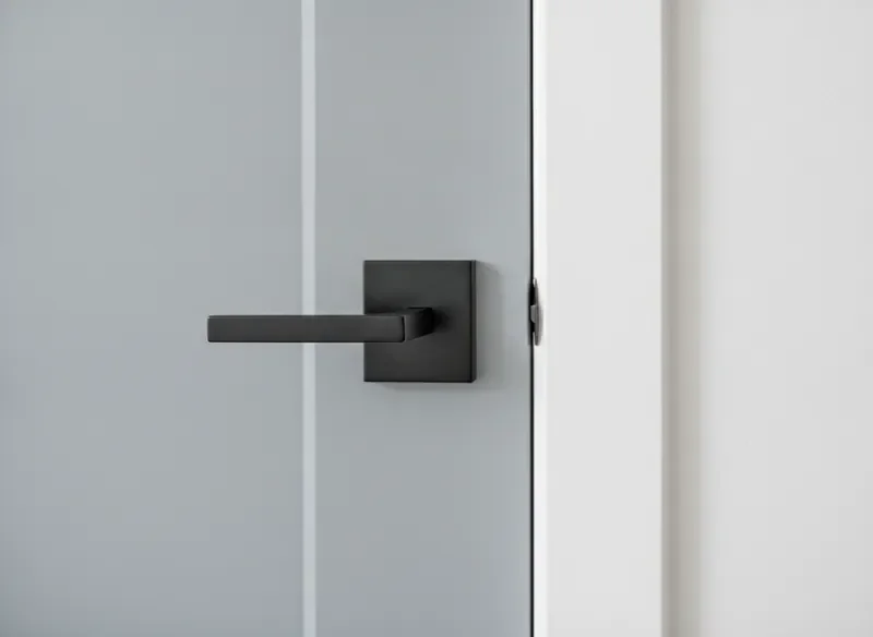 Updated interior door with new matte black hardware